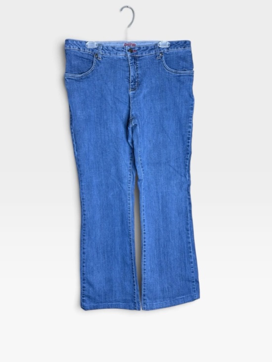 SMITH Denim - Smith’s Dungarees Jeans Women’s 14 Bootcut Blue Stretch Denim Embroidered